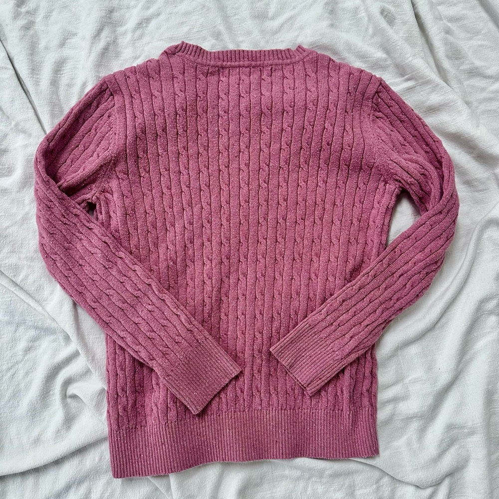 Karen Scott Dusty Rose Cable Knit Crewneck Sweater - Picture 5 of 6